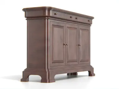 Antique Wooden Sideboard Cabinet Low-poly 3D model