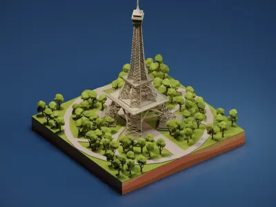 Eifel Tower Low-poly 3D model
