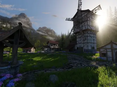 Medieval Village Scene 3D model