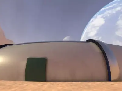 Mars module and landscape Low-poly 3D model