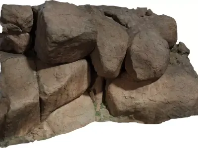 Photorealistic Boulder Wall Low-poly 3D model