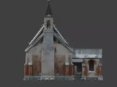 Ruined Stone Church 3D Model Low-poly 3D model