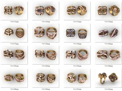 ring 50 pieces drawing 3d rihone drawing ring rings 3D print model