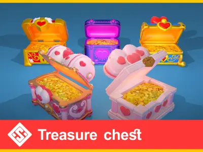 Stylized Heart Chests Low-poly 3D model