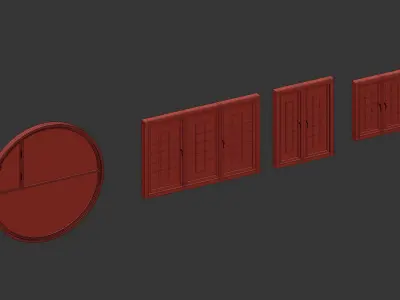 Wooden windows 3D model