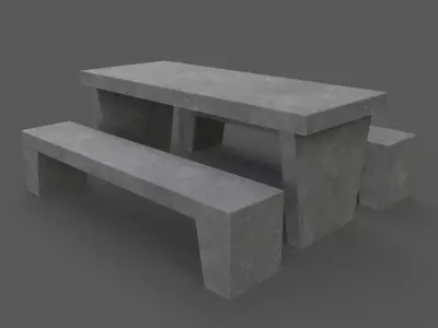 PBR Concrete Picnic Table A Low-poly 3D model