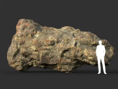 Low poly Damaged Granite Rock 200101 Low-poly 3D model