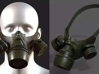 Gas mask respirator military combat  Low-poly 3D model