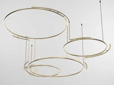 BROCHE chandelier with three circular circles hanging from ce... 3D model