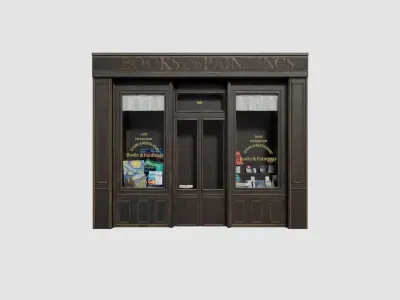 ground floor street shops with 2k  pbr textures Low-poly 3D model