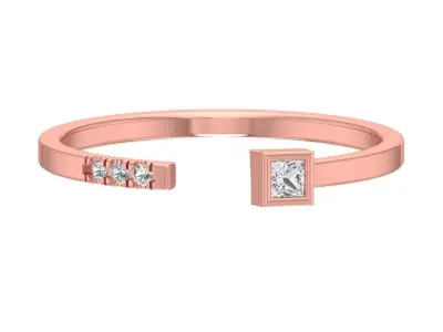 Solitaire Women Light Weight Princess stone Band Ring 3D print model