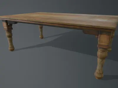 Wooden Table Low-poly 3D model