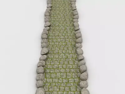 Gaming sidewalk or landscape Low-poly 3D model