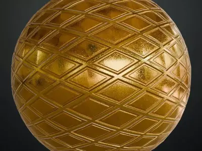 Golden Metal Pattern Diamond PBR Seamless Texture