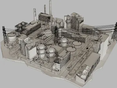 Ruined Factory And Suburbs 3D model