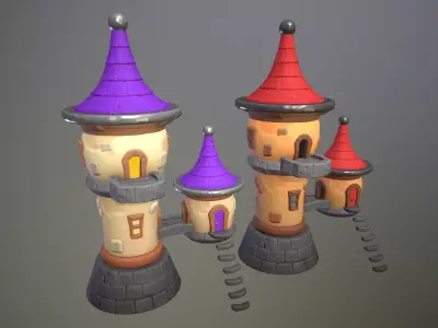 Stylized magic tower Low-poly 3D model