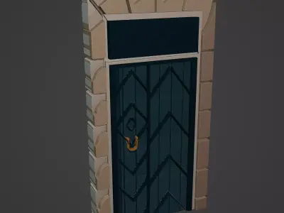 Medieval Door Low-poly 3D model 18