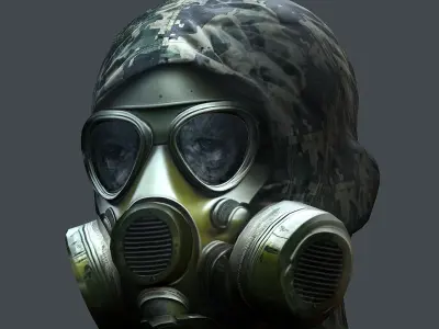 Gas mask helmet 3d model military combat Low-poly Low-poly 3D model