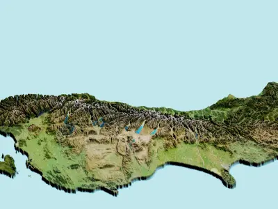 New Zealand Terrain Topography Elevation DEM Geography  map 3D model