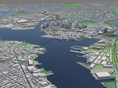 Boston Massachusetts USA 25x25km 3D City Map 3D model