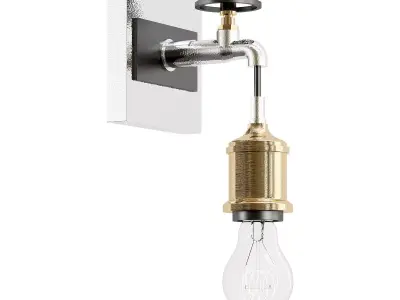 soldcliff wall light with brass and glass bulb 3D model