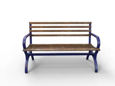 Old Street Bench Low-poly 3D model