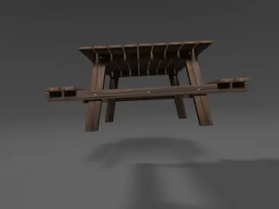 Bench picnic table Free low-poly 3D model
