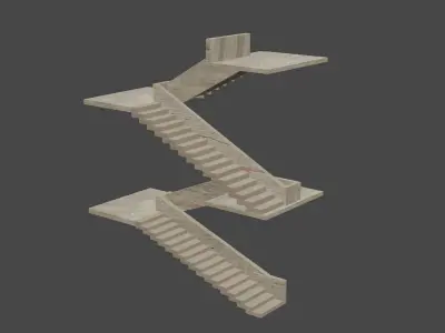 Stairscase of  3 Floors  Raw Stairs of a Building Free 3D model