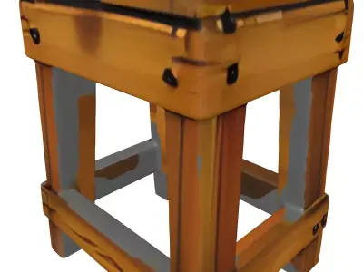 Rustic Wooden Stool Prop Low-poly 3D model