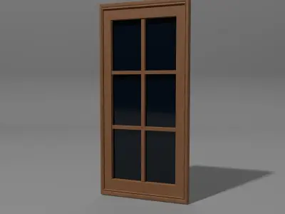 Single-Door Wooden  realistic window model Free 3D model