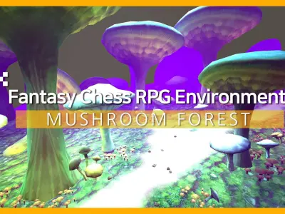 Fantasy Chess RPG Environment - Mushroom Forest Low-poly 3D model