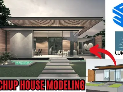Exercise File for Sketchup House Design 13X30 m Free 3D model