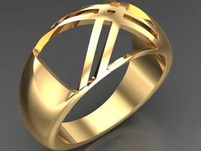 Light Gold Diamond Men Ring 2MR091 3D model