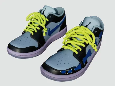 DINO 2 Air Jordan 1 JOJO Low Shoes PBR  Low-poly 3D model