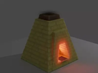 furnace brick stove with light Free low-poly 3D model
