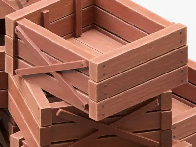Wooden Boxes 3D model