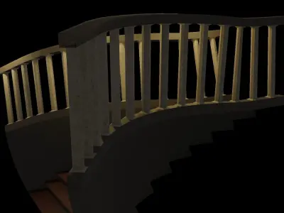 Stairs wooden staircase Low-poly 3D model