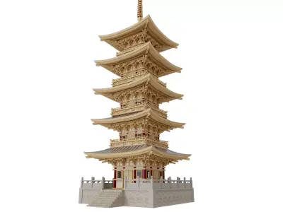 Japanese Pagoda Tower 3D model
