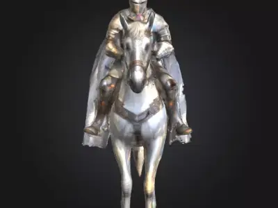 Medieval Knight Warrior statue Game-Ready 3D Model Low-poly 3D model