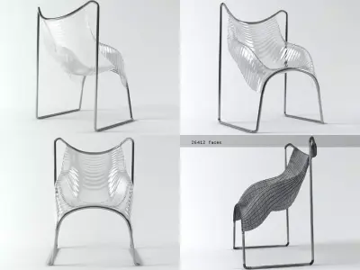 Wavy four chairs 3D model