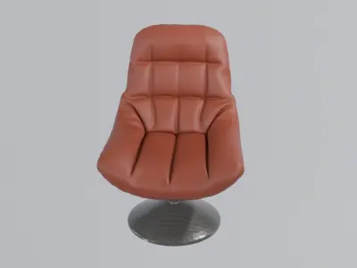 Modern Black and Brown Leather Lounge Chair with Metallic Base 3D model