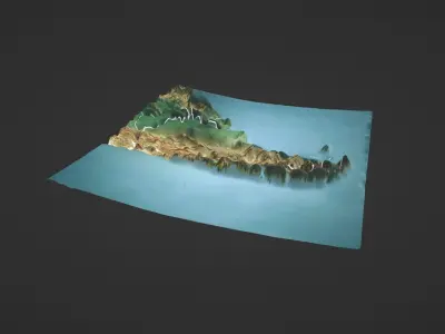 Argentina Map Topography Low-poly 3D model
