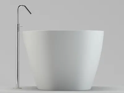 Bathtub 02 and faucet 3D model
