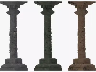 4K textures Dragon Pillar Low-poly 3D model