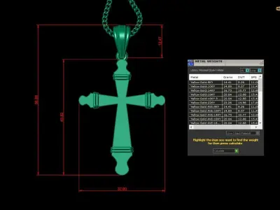 Light Gold 18K Cross Pendant 2CP067 3D print model
