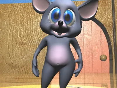 Cartoon Mouse Rigged Low-poly 3D model