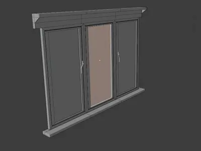 Window wooden with glass panels Low-poly 3D model