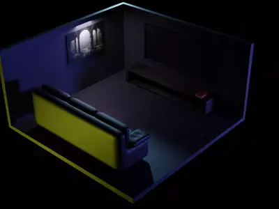 Modern and cozy room with lighting 3D model
