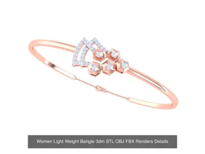 16 Women Light Weight Bangle 3dm STL OBJ FBX Details Collection 3D Model Pack