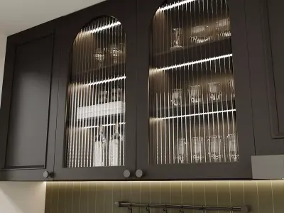 Modern Black and White Galley Kitchen 3D model